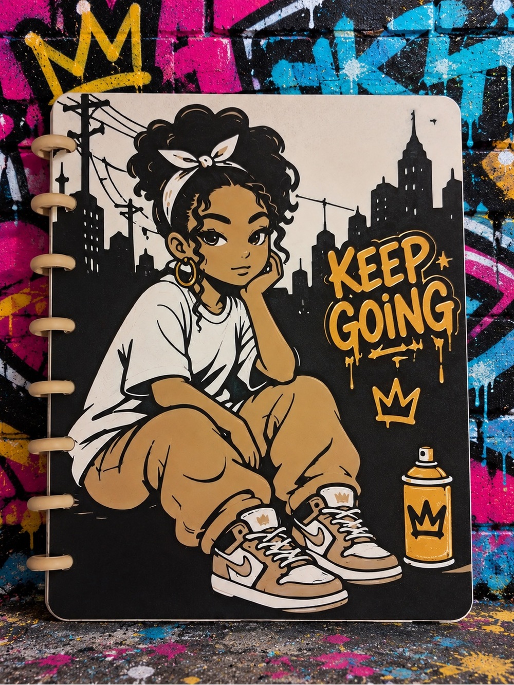 Keep Going Kids Notebook - Black & Tan Cover